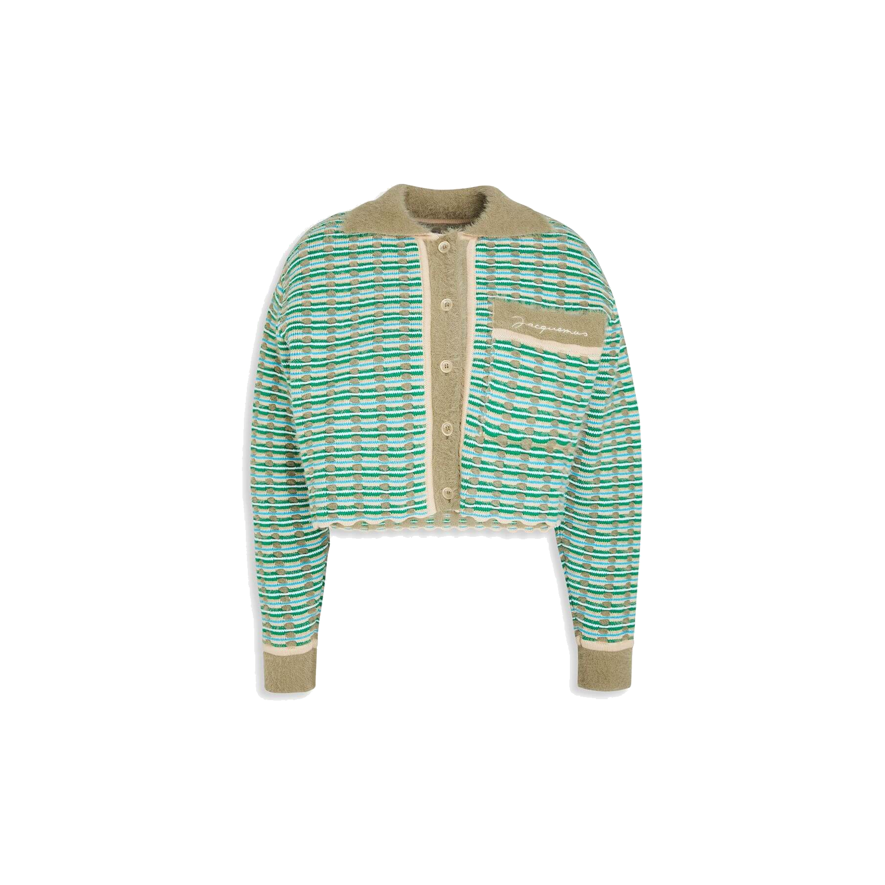 JACQUEMUS Striped open-knit cotton-blend cardigan