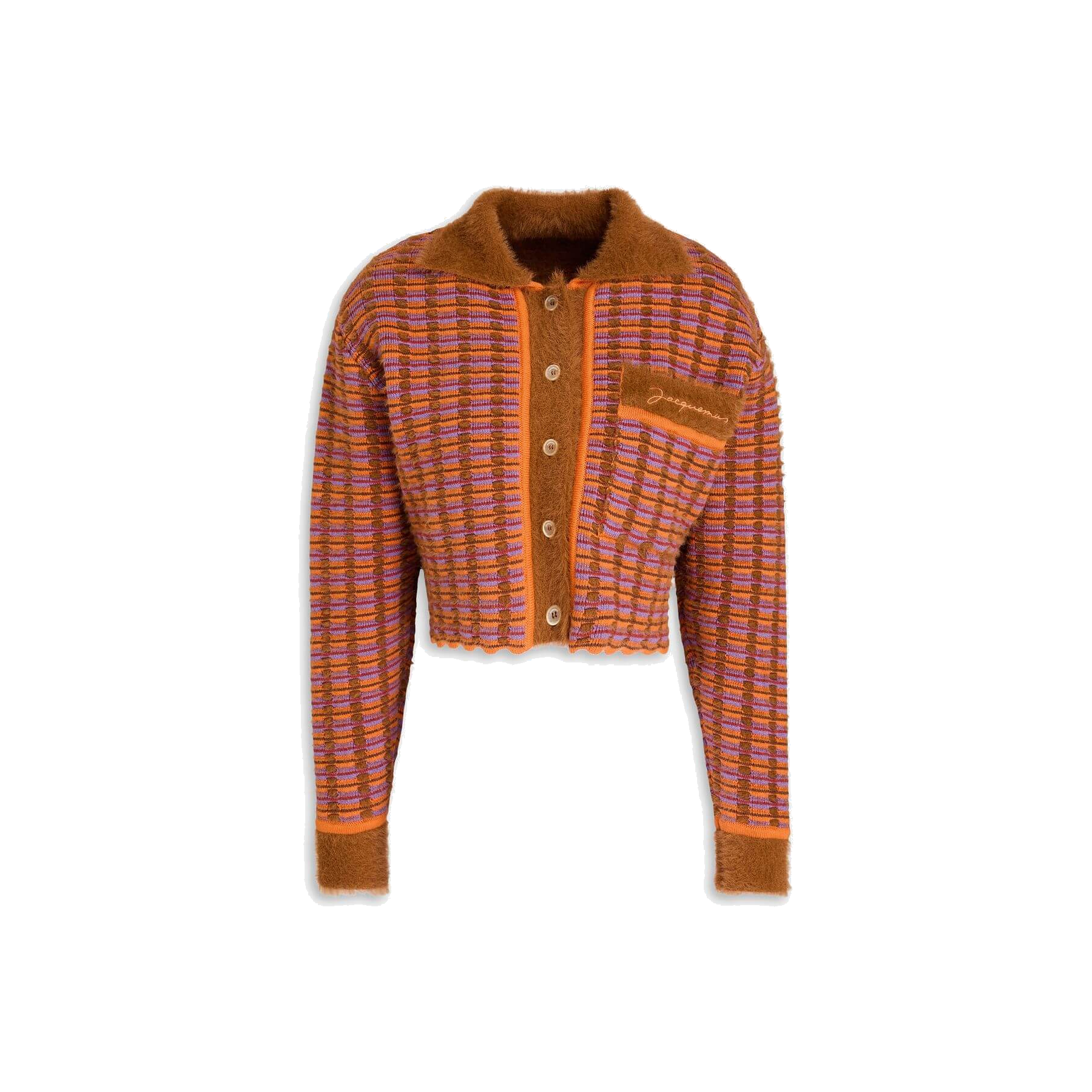 JACQUEMUS Striped open-knit cotton-blend cardigan