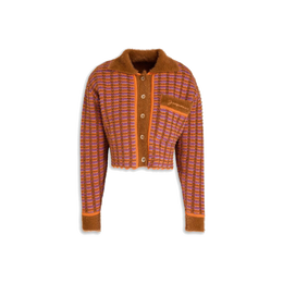 JACQUEMUS Striped open-knit cotton-blend cardigan