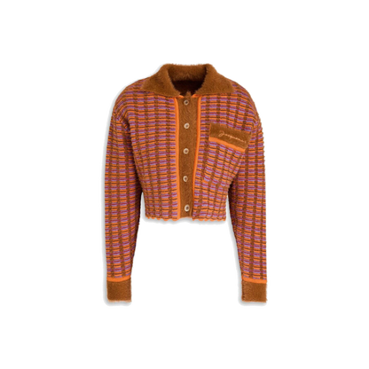 JACQUEMUS Striped open-knit cotton-blend cardigan