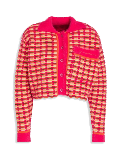 JACQUEMUS Striped open-knit cotton-blend cardigan
