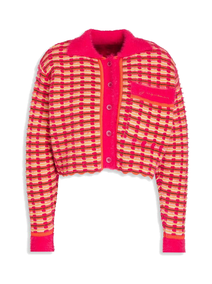 JACQUEMUS Striped open-knit cotton-blend cardigan