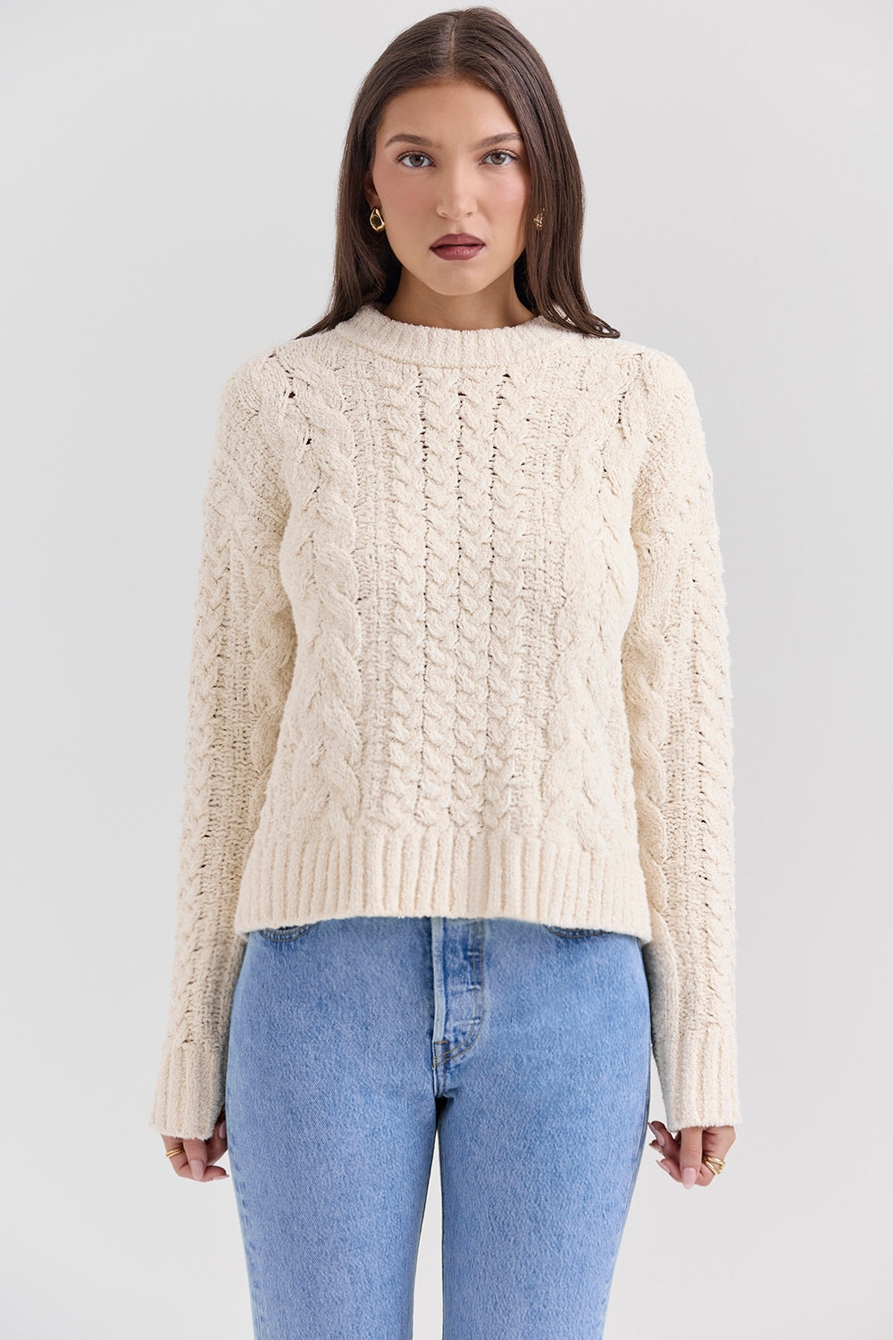 Cream chunky cable knit sweater