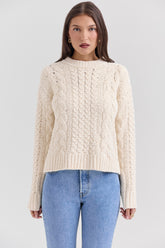 Cream chunky cable knit sweater