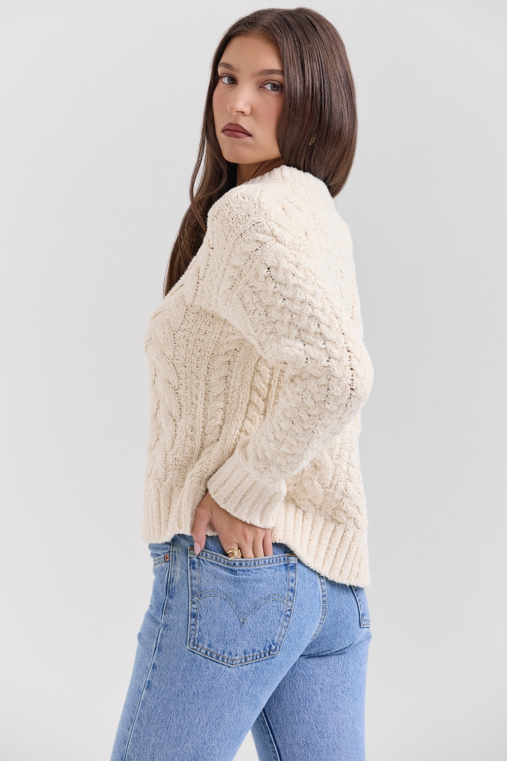 Cream chunky cable knit sweater