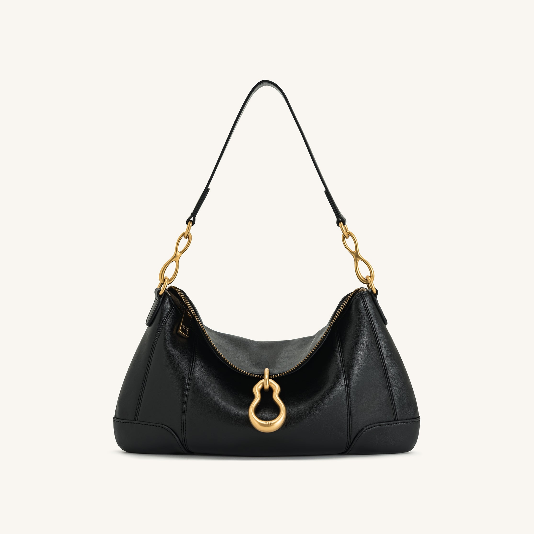 Jayla Metal Pendant Embellished Shoulder Bag - Black