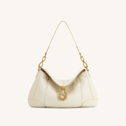 Jayla Metal Pendant Embellished Shoulder Bag - White