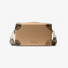 Jeanie Small Signature Logo and Snake Embossed Crossbody Bag