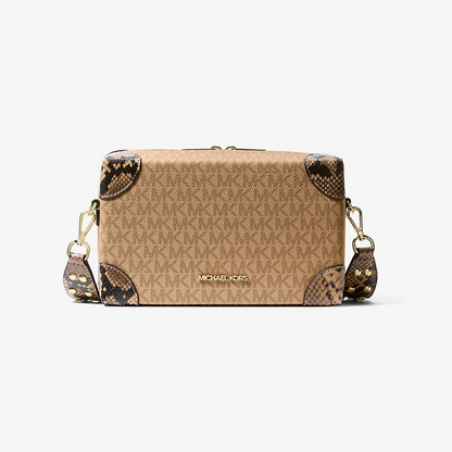 Jeanie Small Signature Logo and Snake Embossed Crossbody Bag