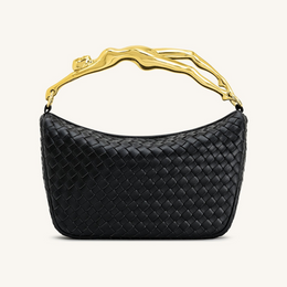 Jenny Woven Human-shaped Handle Handbag - Black