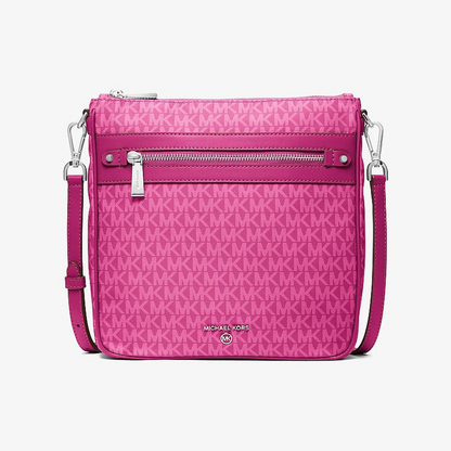 Jet Set Large Logo Print Woven Crossbody Bag