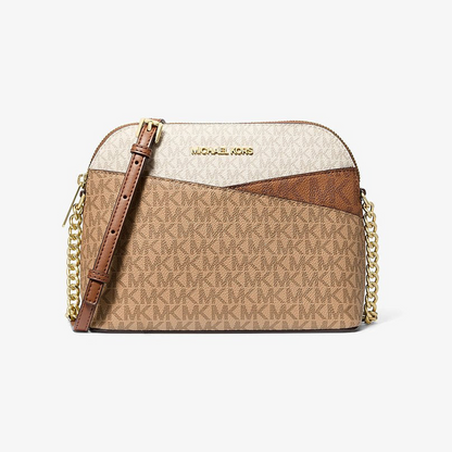 Jet Set Travel Medium Color-Block Signature Logo Crossbody Bag