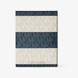 Jet Set Travel Medium Striped Signature Logo Passport Case