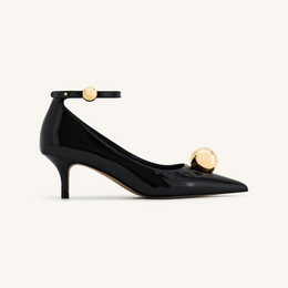 Jewel Buckle Kitten Heels Pumps-Black