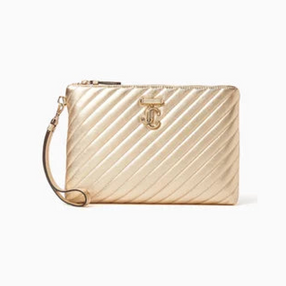 Jimmy Choo Logo Zip Pouch in Leather