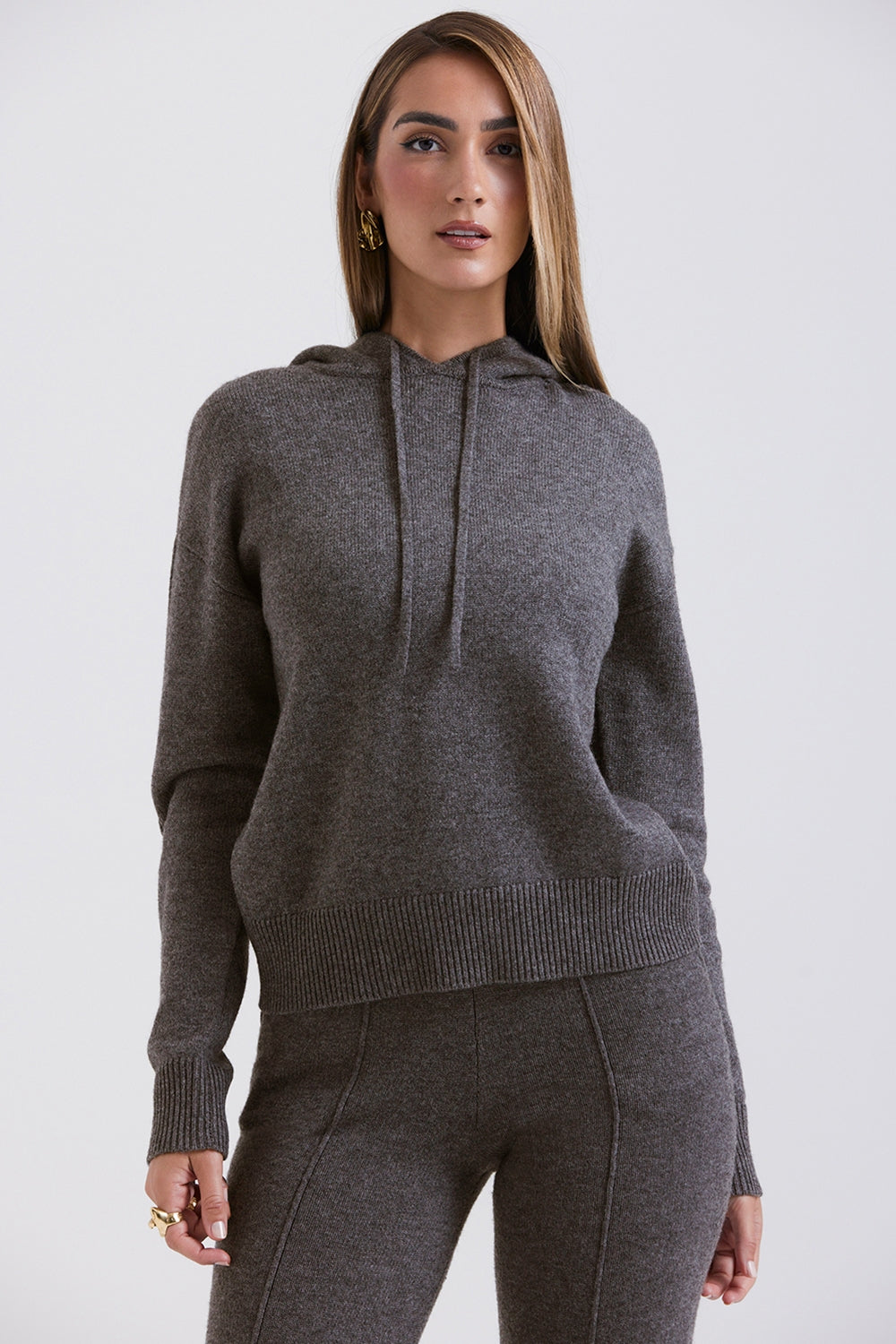Charcoal cashmere blend hoodie