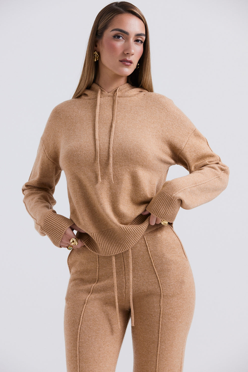 Camel cashmere blend hoodie