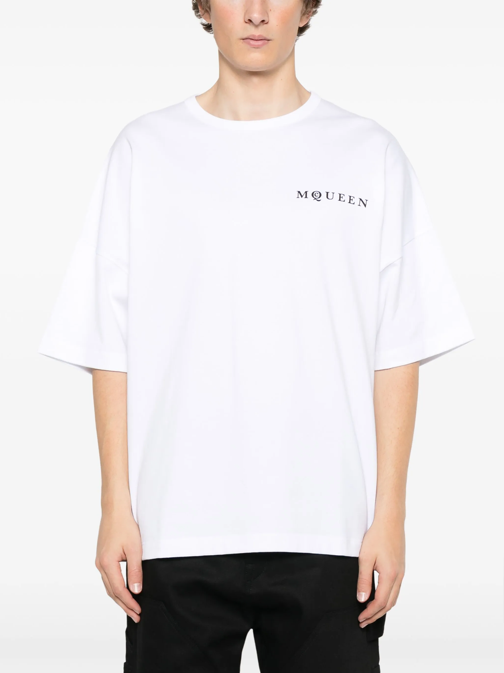 Alexander McQueen Vertical Back Logo Oversized T-Shirt in White