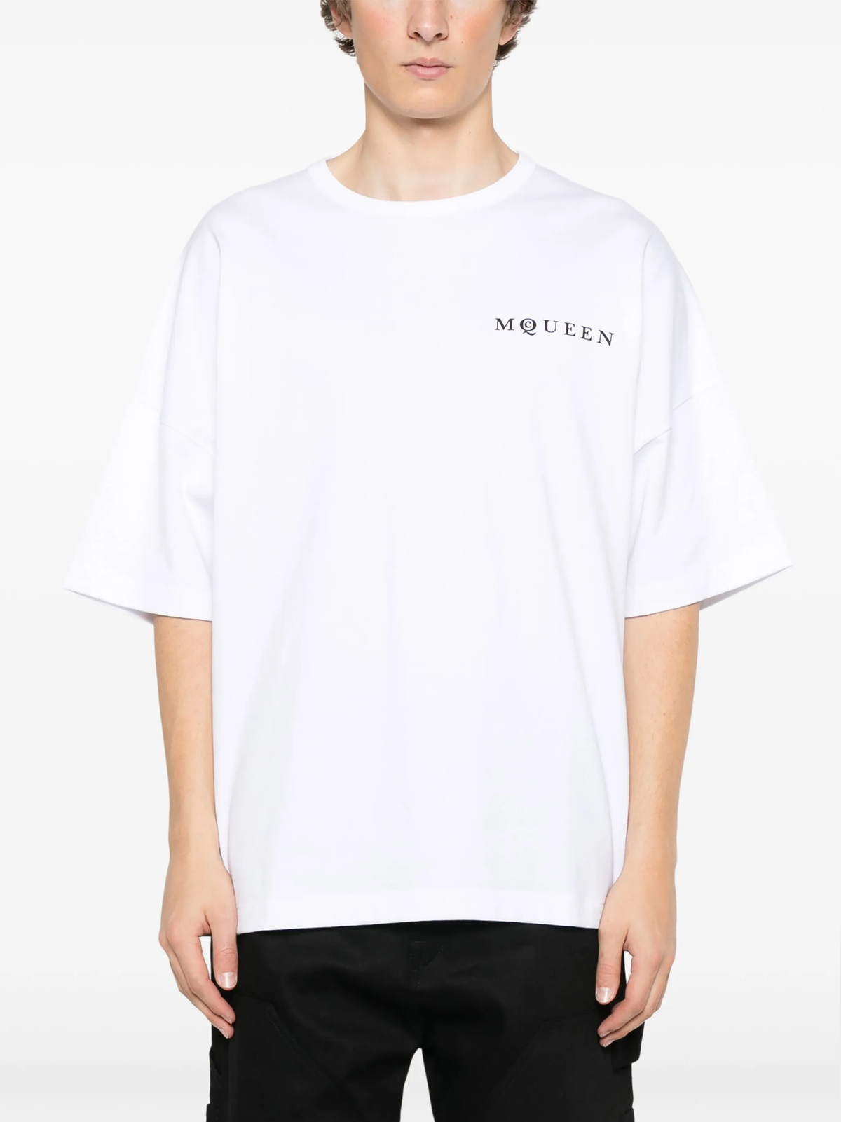 Alexander McQueen Vertical Back Logo Oversized T-Shirt in White