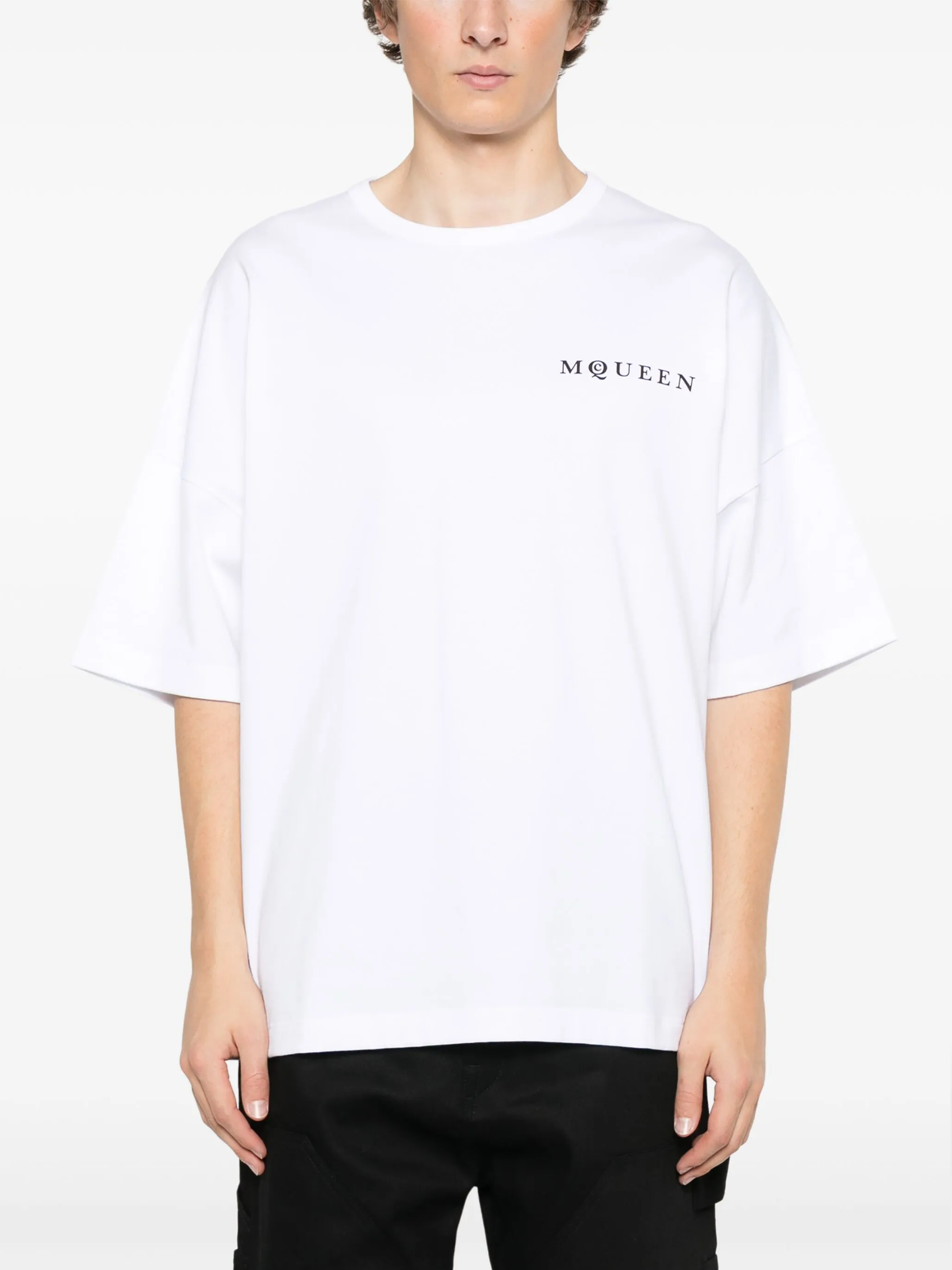 Alexander McQueen Vertical Back Logo Oversized T-Shirt in White