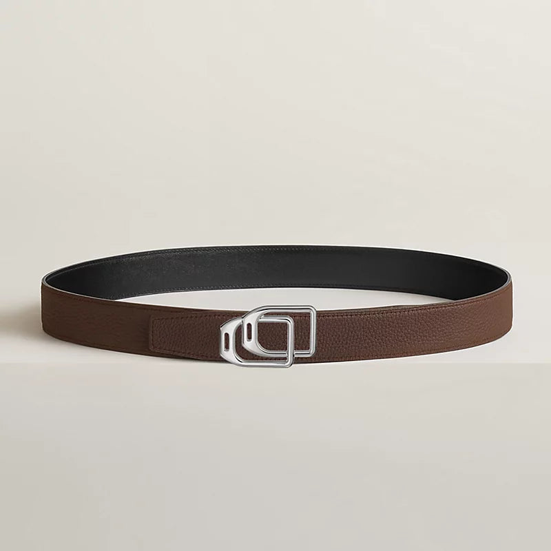 Jockey au Carre belt buckle & Reversible leather strap 32 mm