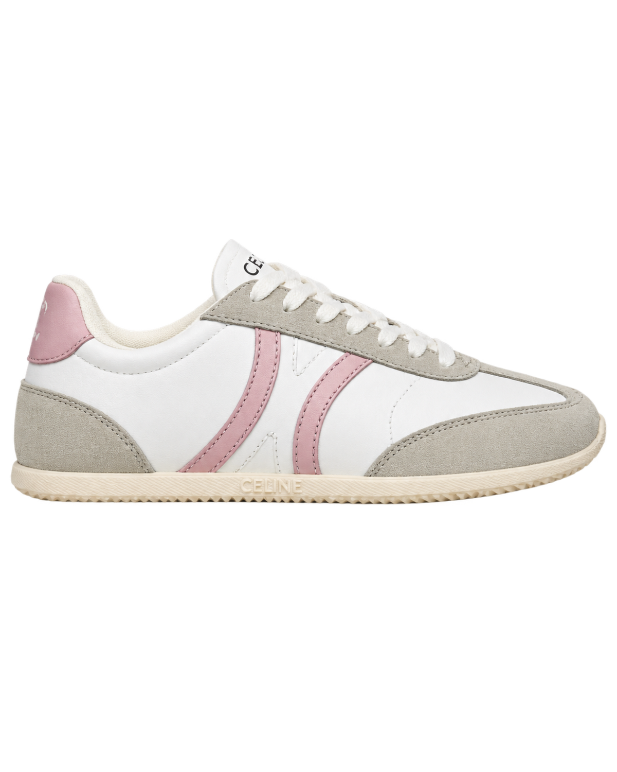 Jogger low lace-up sneakers in calfskin suede - white