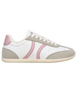 Jogger low lace-up sneakers in calfskin suede - white