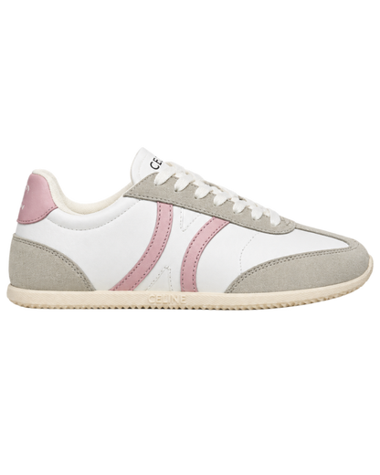 Jogger low lace-up sneakers in calfskin suede - white