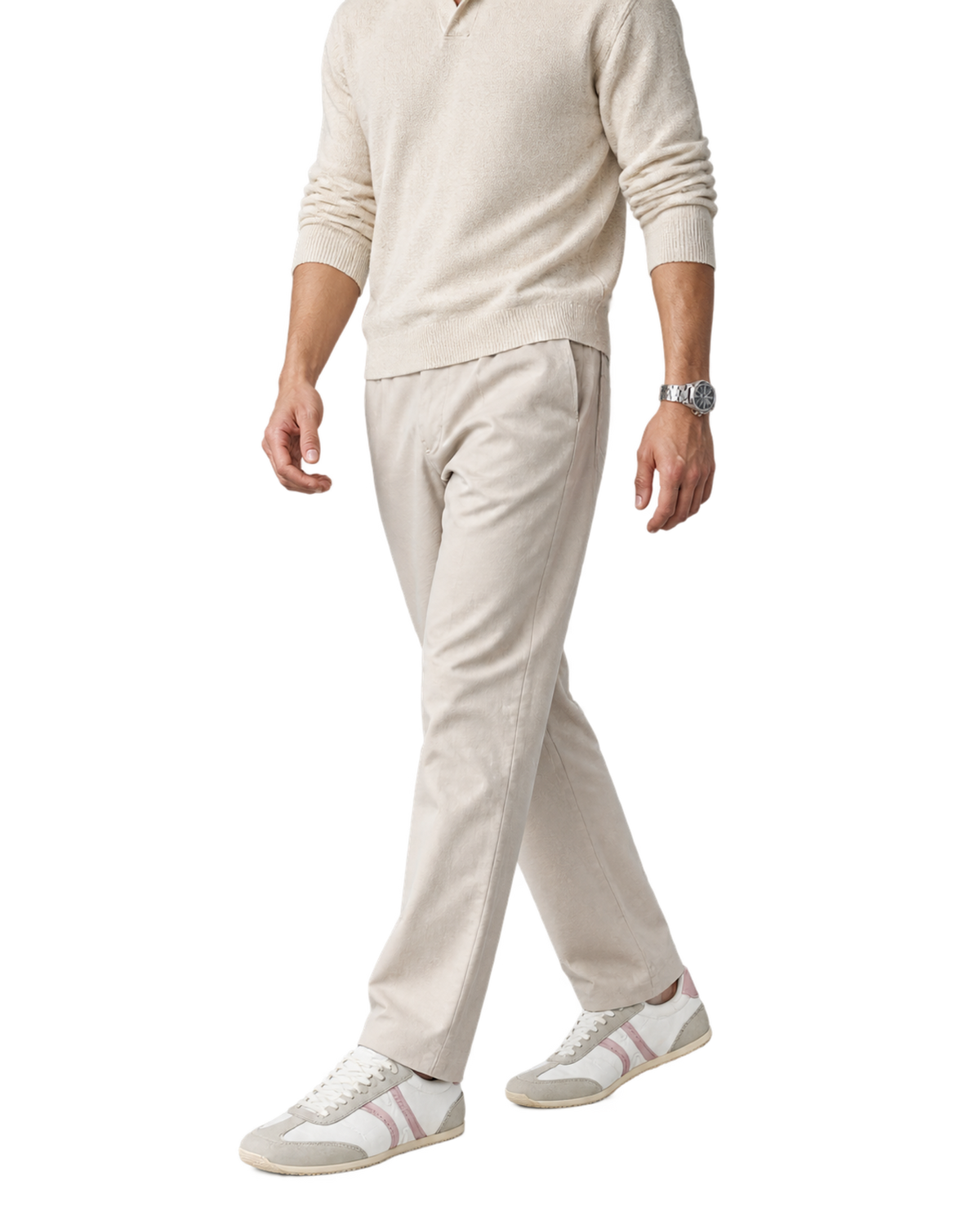 Jogger low lace-up sneakers in calfskin suede - white