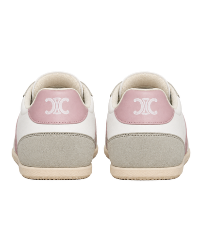 Jogger low lace-up sneakers in calfskin suede - white