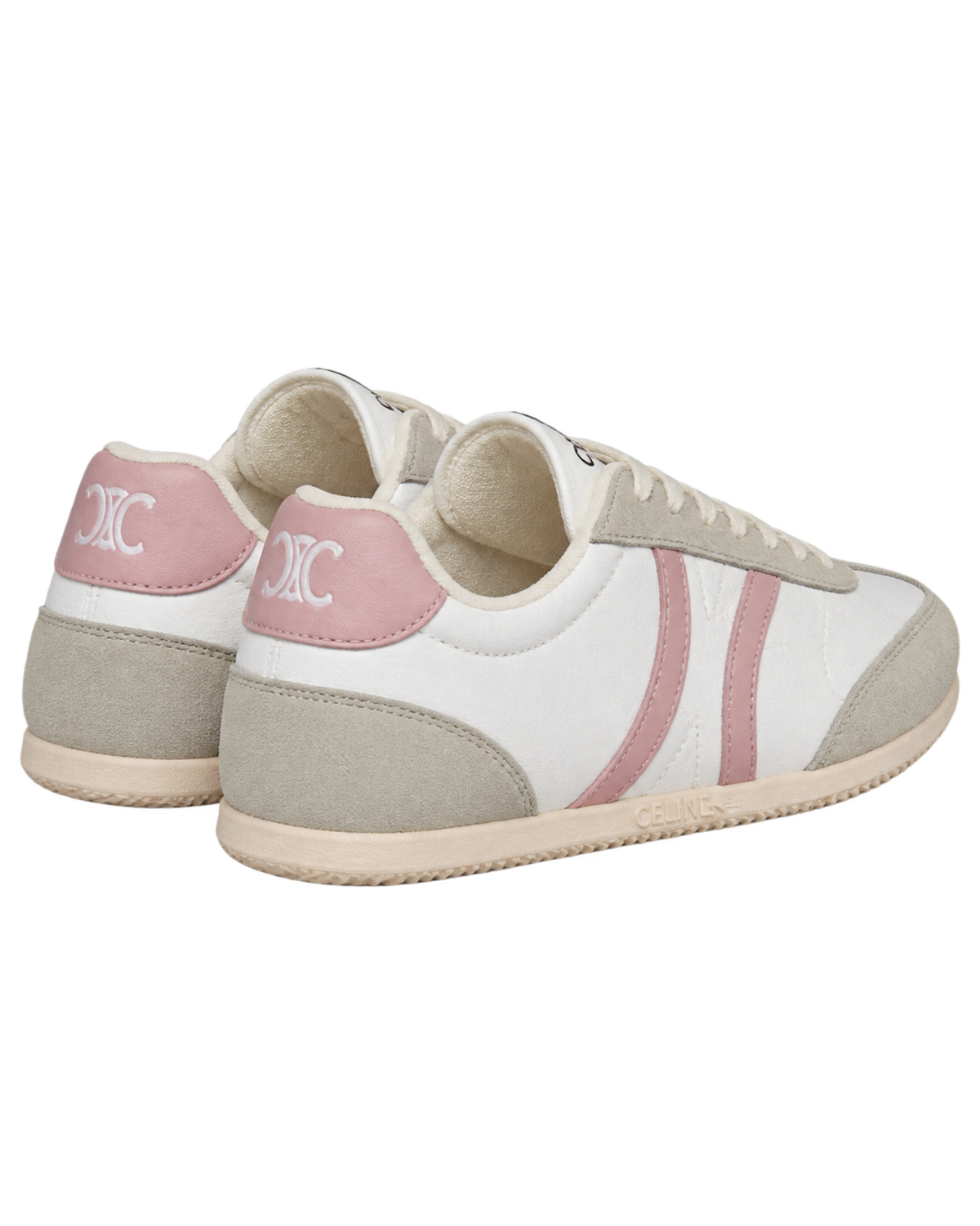 Jogger low lace-up sneakers in calfskin suede - white