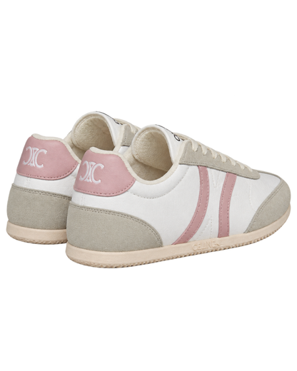 Jogger low lace-up sneakers in calfskin suede - white
