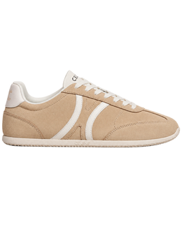 Jogger low lace-up sneakers in suede calfskin and calfskin - cappuccino/white coffee