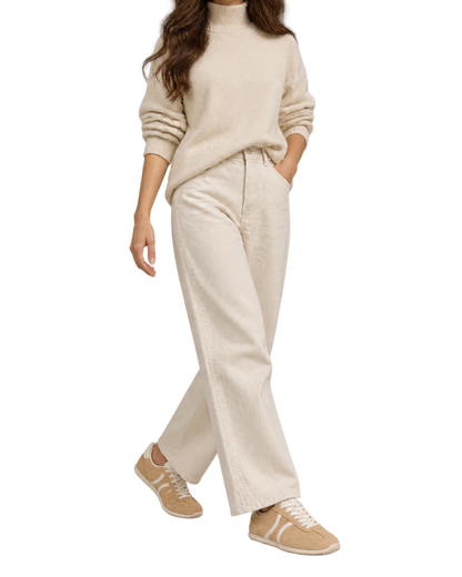 Jogger low lace-up sneakers in suede calfskin and calfskin - cappuccino/white coffee