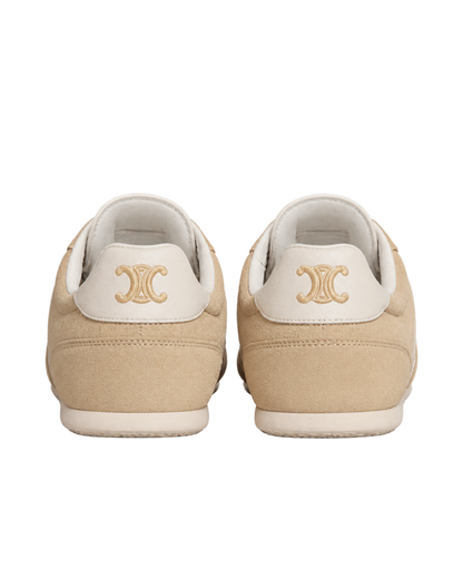 Jogger low lace-up sneakers in suede calfskin and calfskin - cappuccino/white coffee