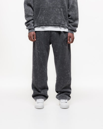 Magiri Embroidered Acid Wash Joggers in Washed Grey