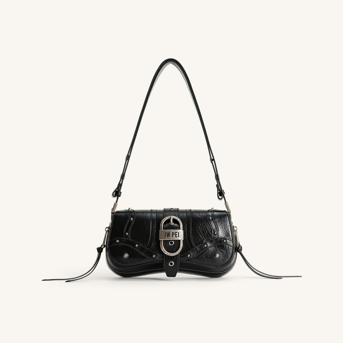 Joy Crushed Shoulder Bag - Black