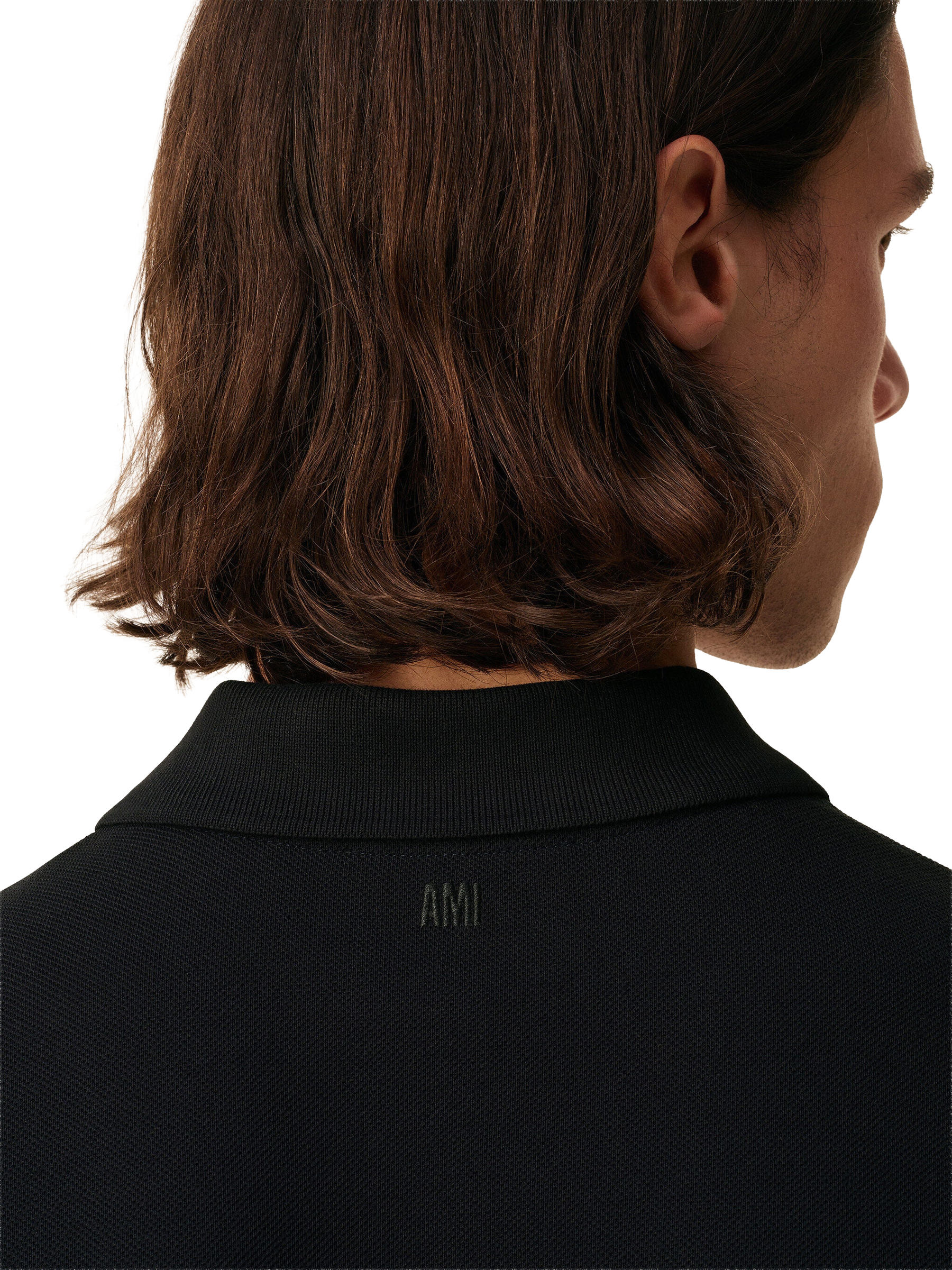 AMI Paris 'Ami de Coeur' Polo Shirt in Black