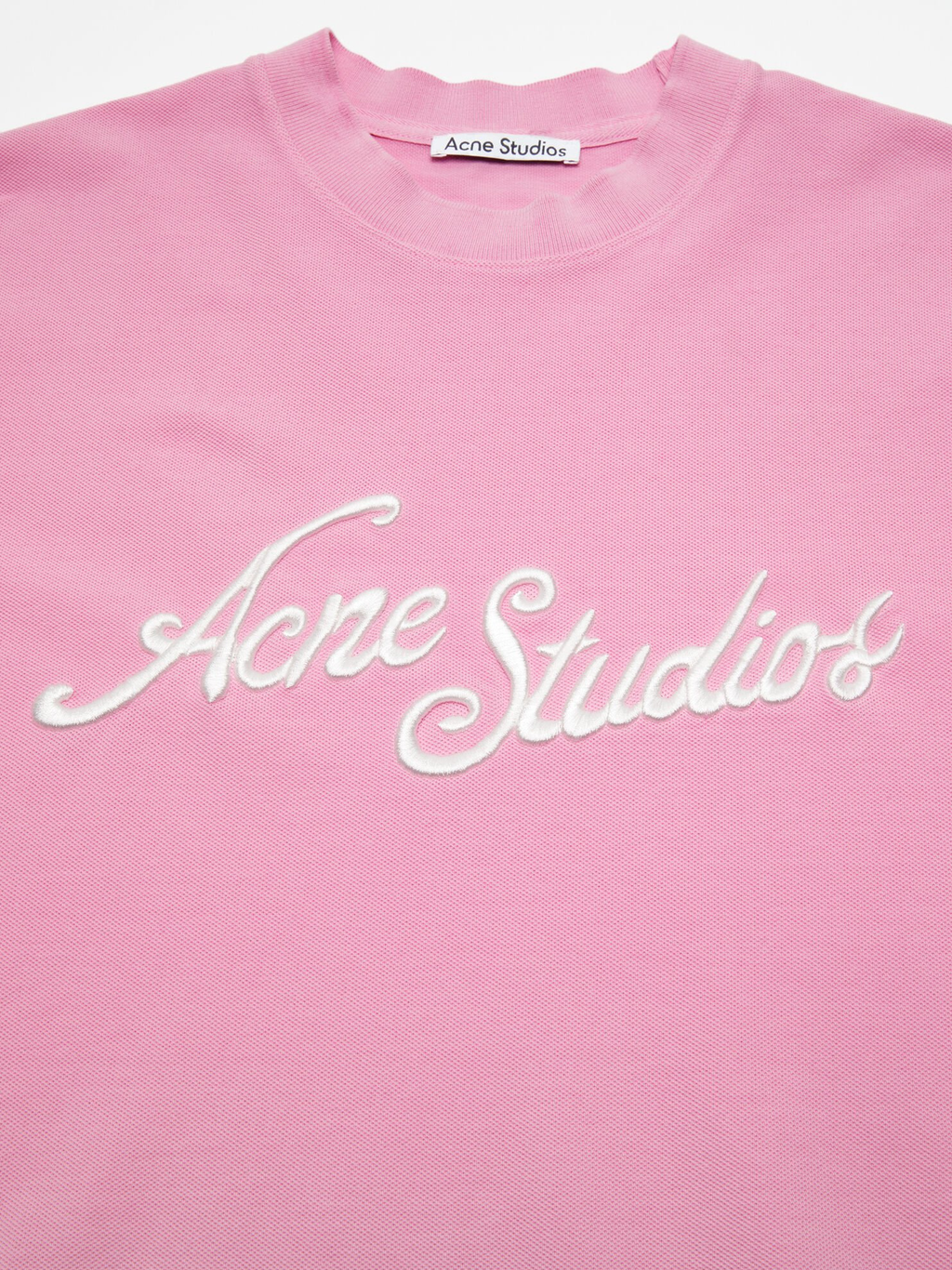 Acne Studios Embroidered Logo T-Shirt in Pink