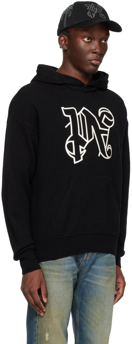 Black Embroidered Hoodie