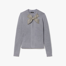 Embellished Bow-neck Cardigan