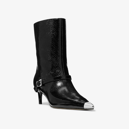 Kasia Snake Embossed Leather Buckle Boot