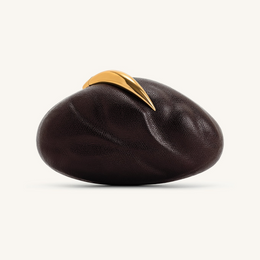 Kaya Irregular Oval Clutch - Dark Brown