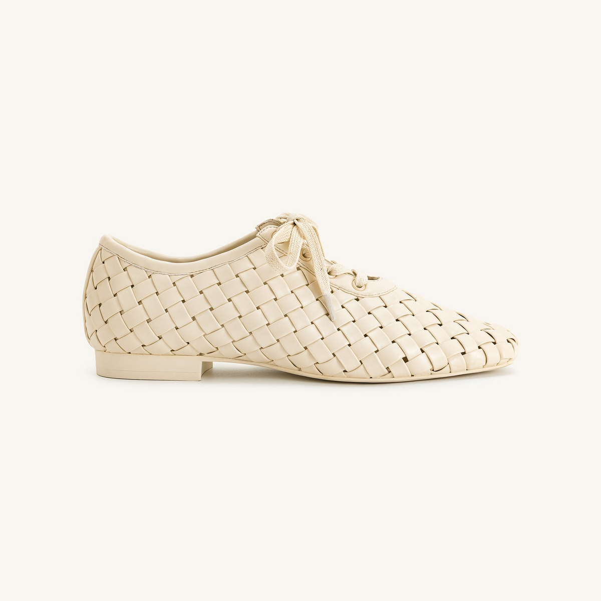 Kayla Weave Strap Flat Shoes - Beige