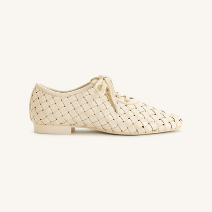 Kayla Weave Strap Flat Shoes - Beige