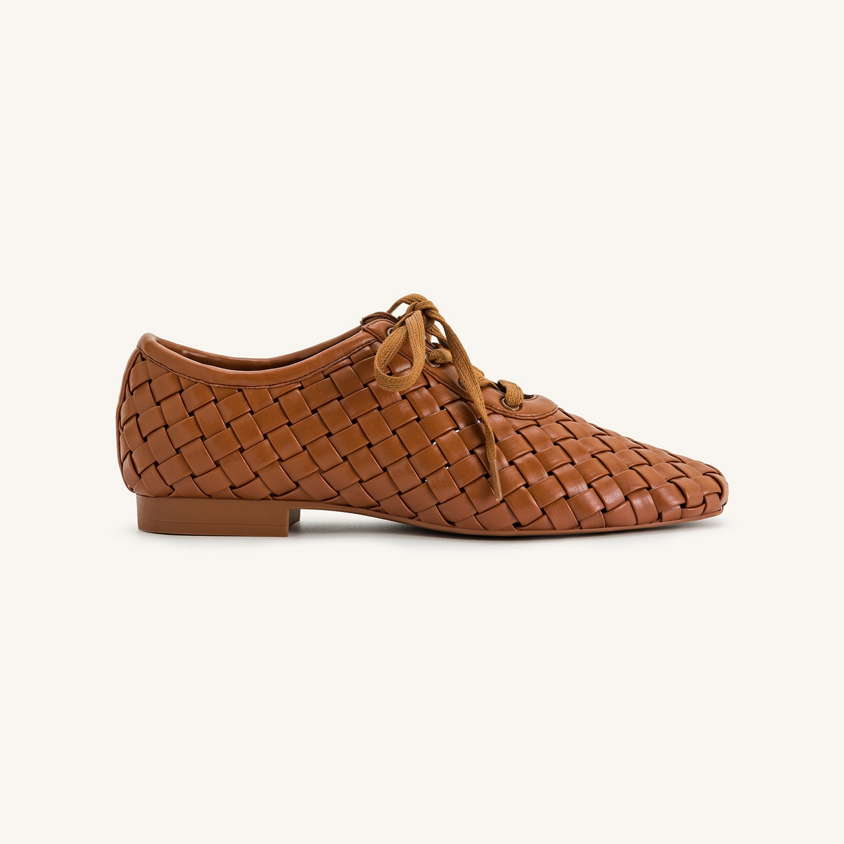 Kayla Weave Strap Flat Shoes - Brown