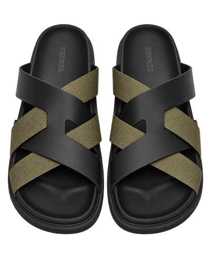 Kazimir sandal in Noir / Vert Toundra