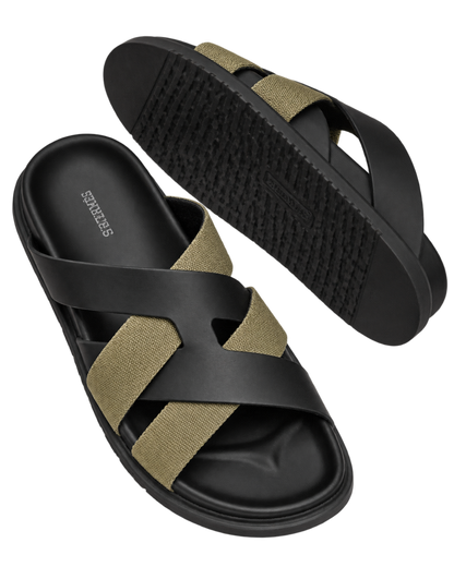 Kazimir sandal in Noir / Vert Toundra