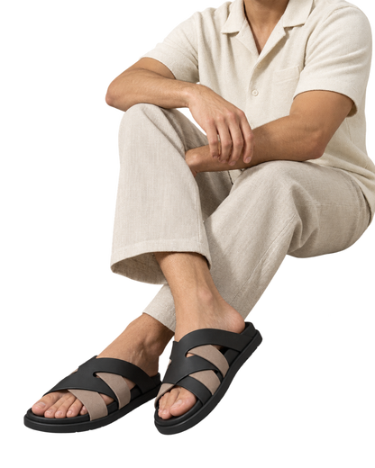 Kazimir Sandal Noir/Étoupe