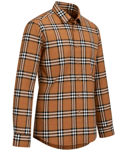 Kemeja BURBERRY SHEFFORD CHECK TAUPE BROWN LONG SHIRT
